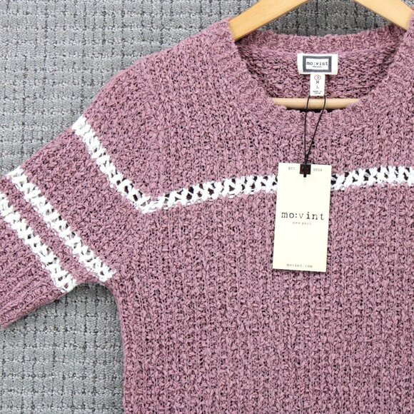 Mo:vint New York Shirt Top Womens Small S Gray Knit Short Sleeve Crewneck NWT - Picture 3 of 9